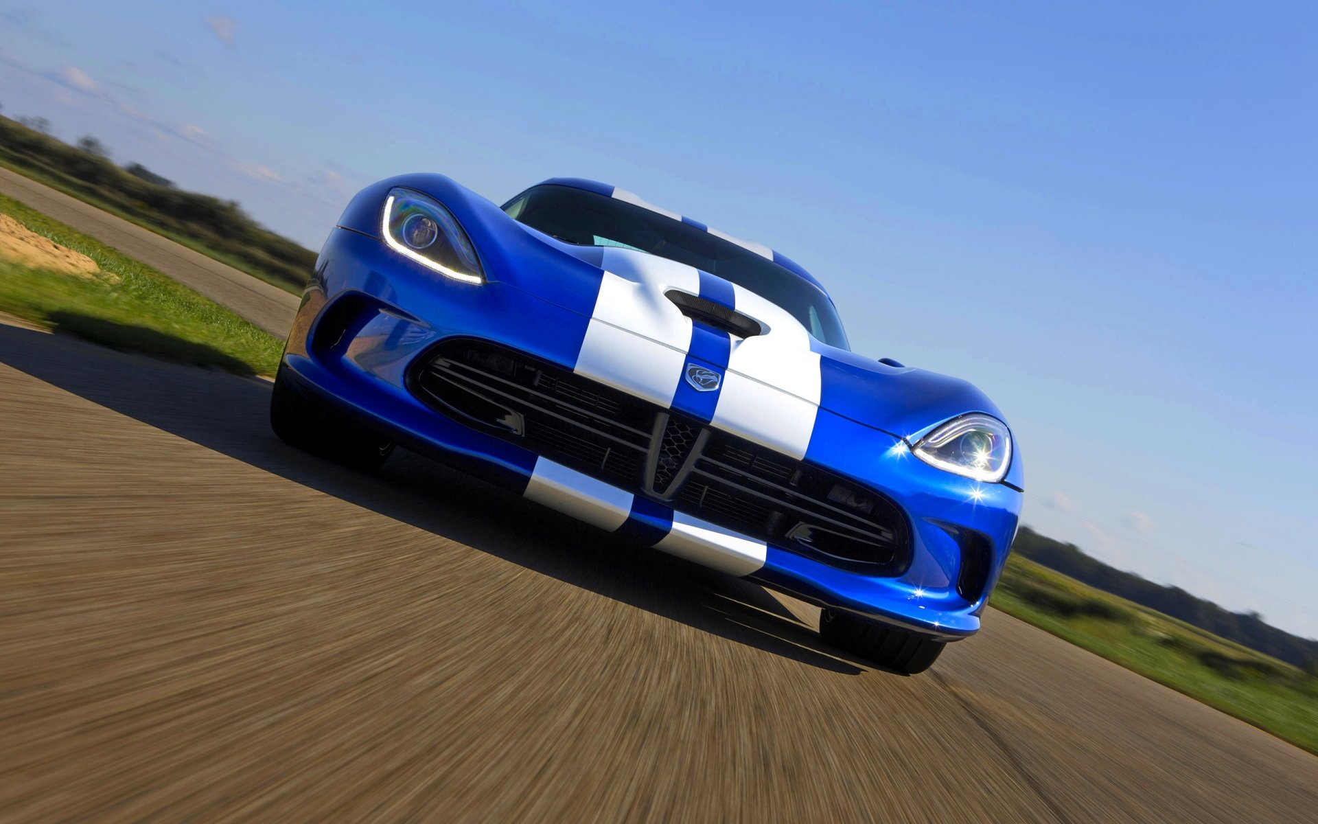 ausweichen viper gts hundert ausweichen front scheinwerfer blau streifen auto sportwagen