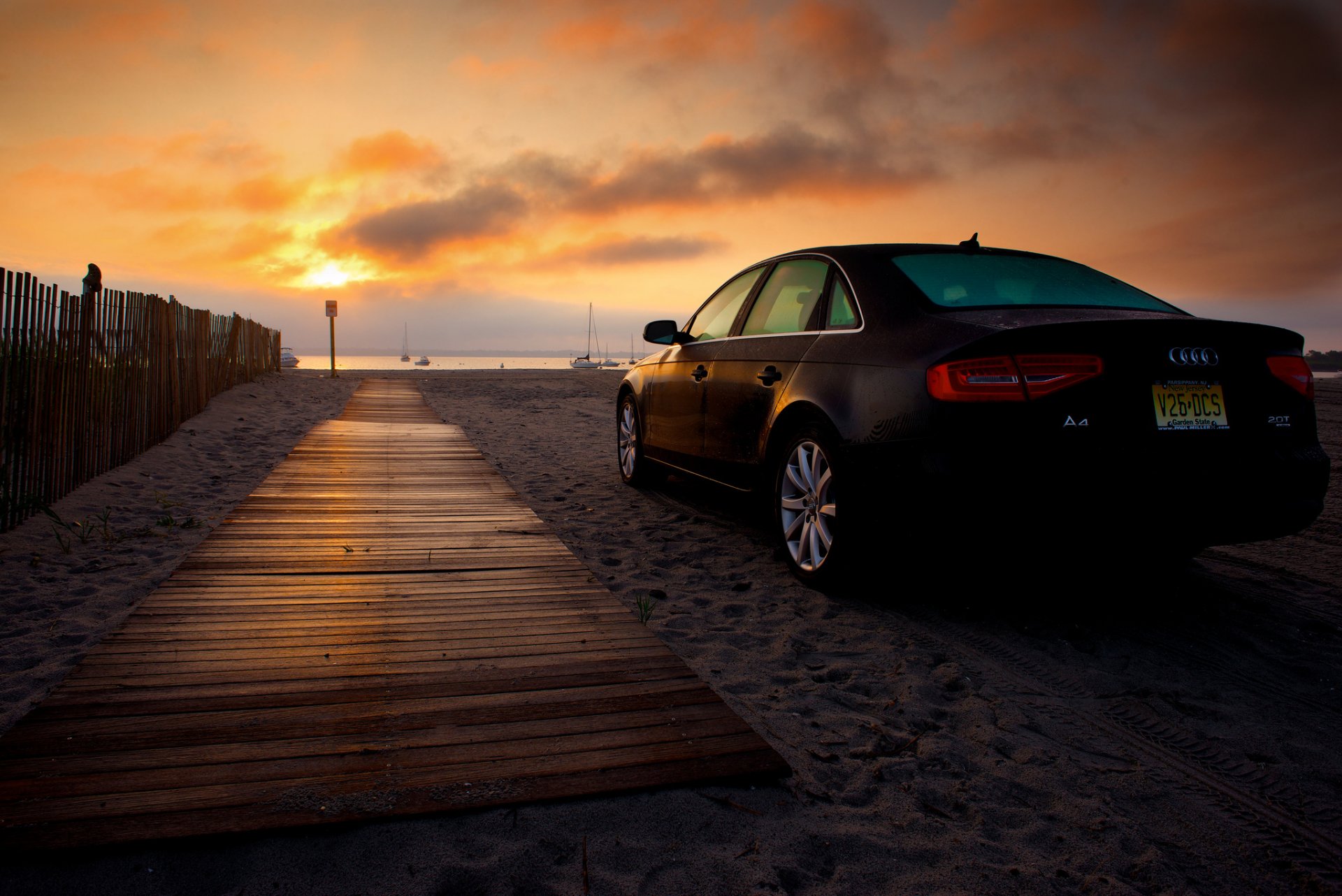 plaża audi samochód świt piasek audi a4