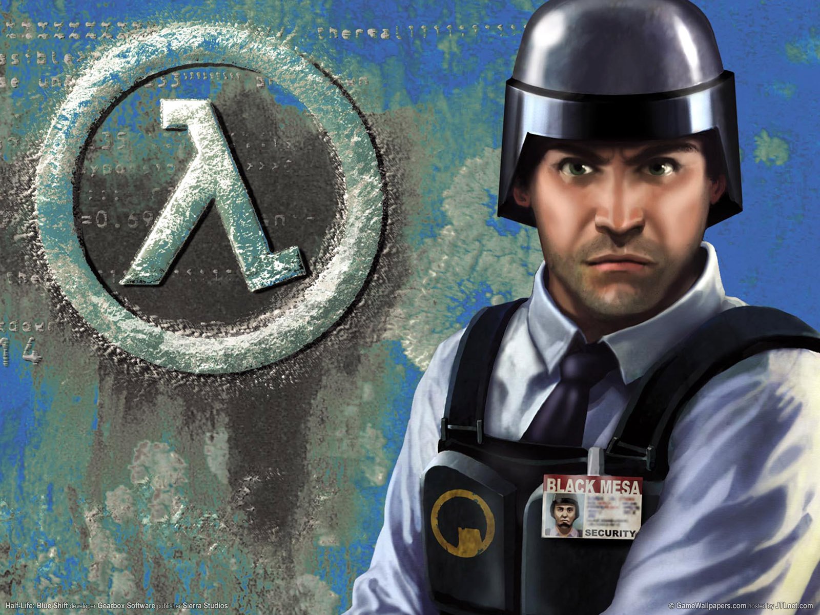 half-life blue shift black mesa barney calhoun strażnik odznaka half-life lambda tło tekstura facet kask kask odznaka krawat logo mężczyźni emblematy twarz