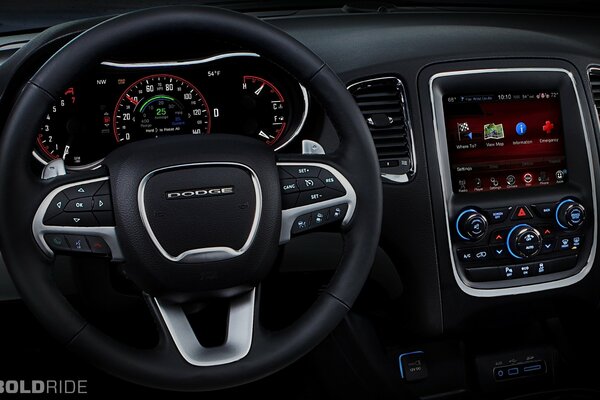 Stylish black interior of the car f