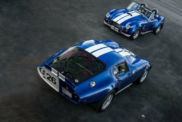 Retro Sports racing cars in blue