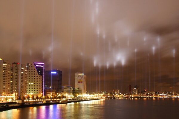 Les rayons néon de la ville de nuit