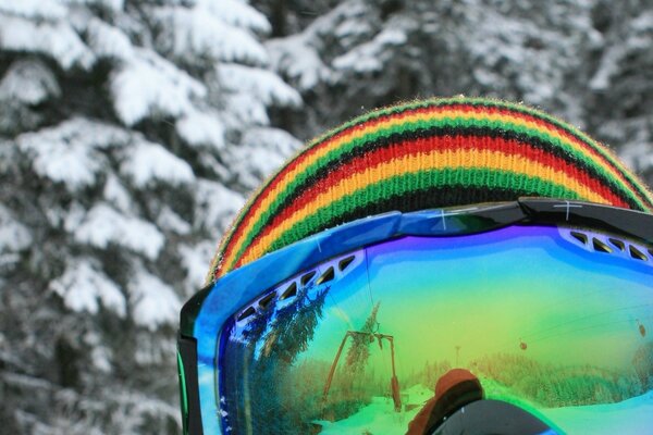 Snowboard glasses , multi - colored