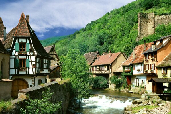 The green village of Kaisersberg in France