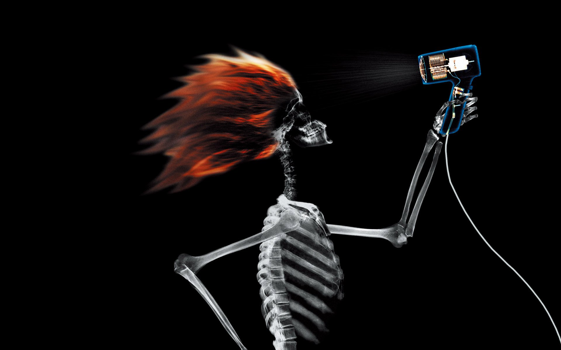 to dried super powerful hair dryer advertising x-ray