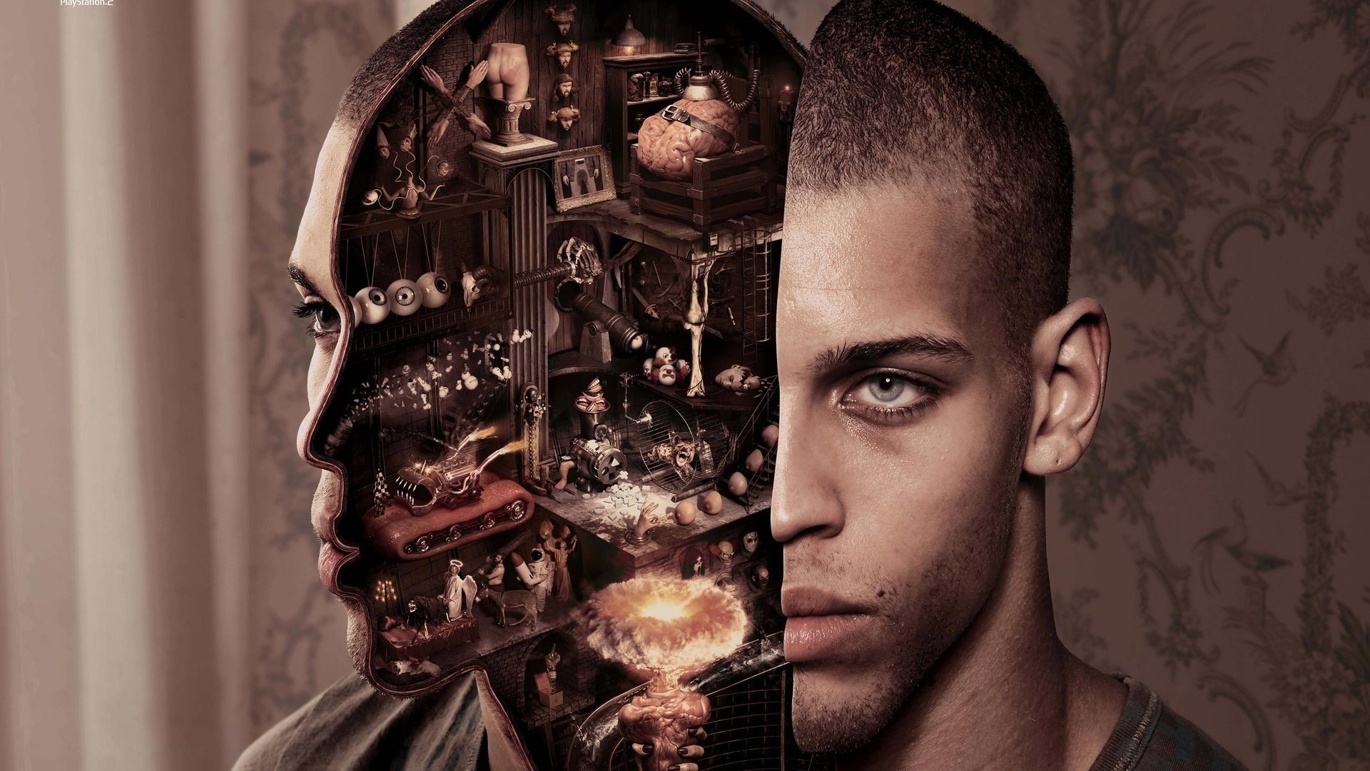 e cosa c è nella sua testa tutti in mostra faccia cyborg androidi