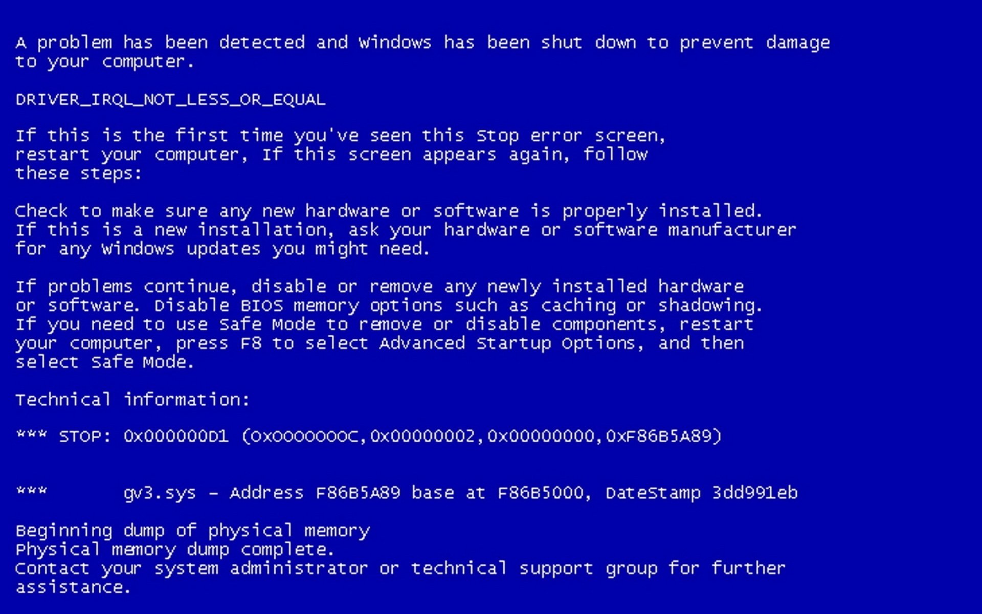 blue screen nightmare user death computer