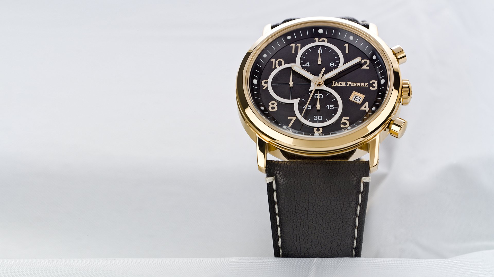 jack pierre leather gold watch