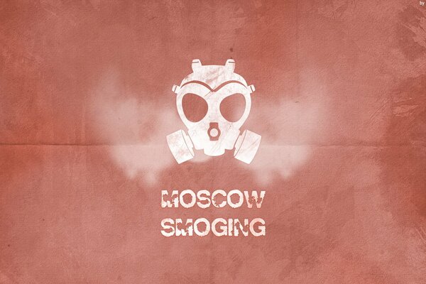 Gasmaske als Symbol des Moskauer Smogs