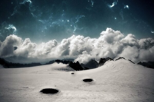 L endroit où la terre rencontre les nuages