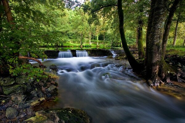 Kleiner Wasserfall des Gebirgsflusses