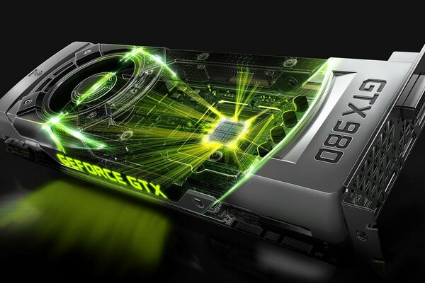 Die nvidia geforce gtx Grafikkarte strahlt Innenlicht aus