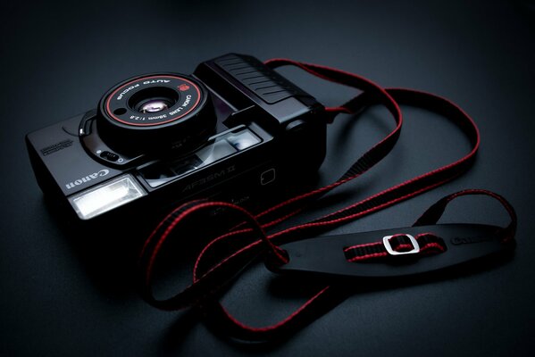 Canon camera on a black background