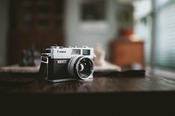 The camera photographed another camera lying on the table