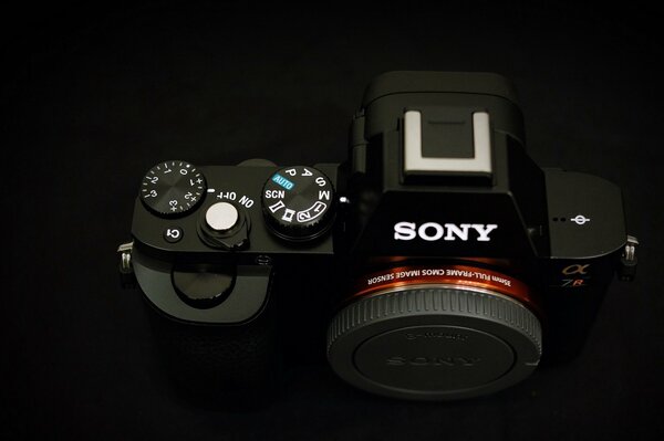 Sony Black camera with macro background