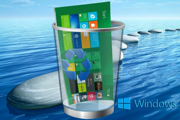 Windows 8-Papierkorb mit Betriebssystem im Inneren