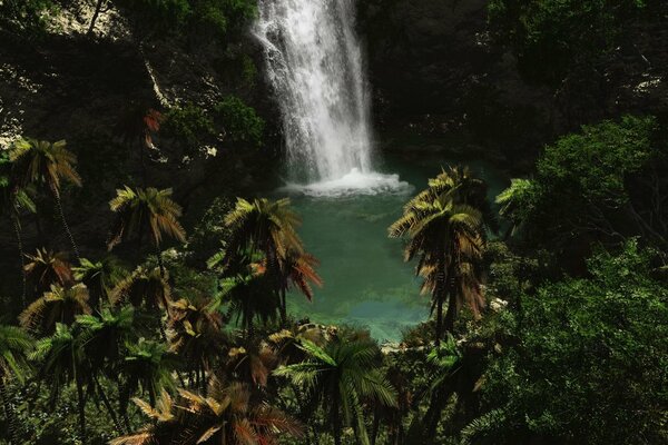 Cascada en el bosque más verde