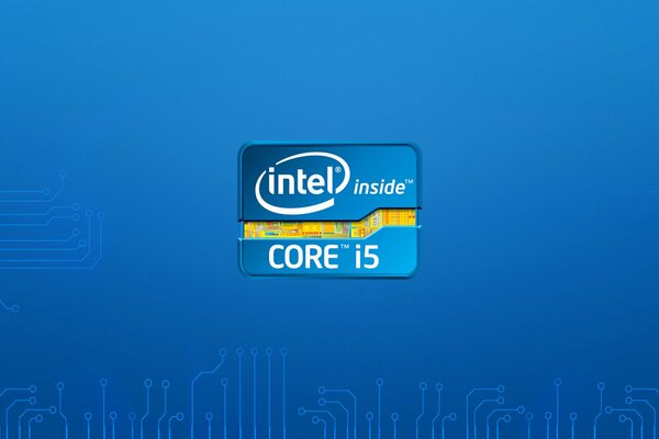 Godło Intel Kor AI 5 na niebieskim tle