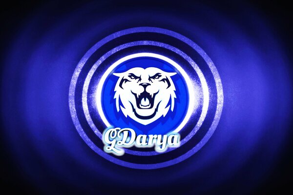 Tigre blanco sobre fondo azul logo