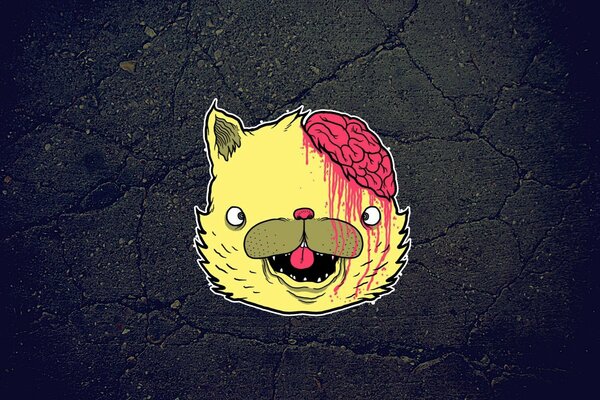 Drawing of a cat on asphalt