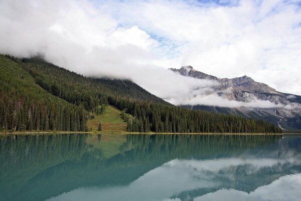 Clouds descending down the mountains