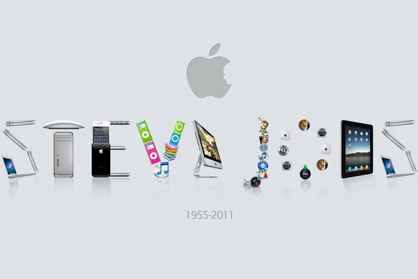 Bildschirmschoner auf dem Desktop Inschrift Steve Jobs