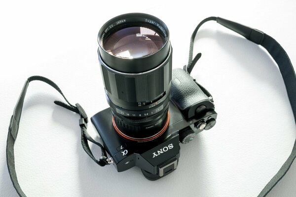 Sony camera with lens on white background