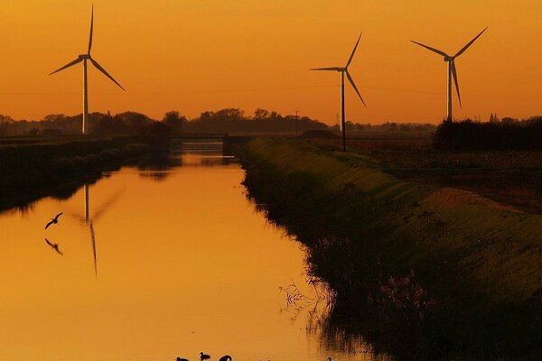 Twilight creek after sunset