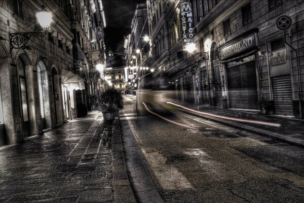 Night street with phonories