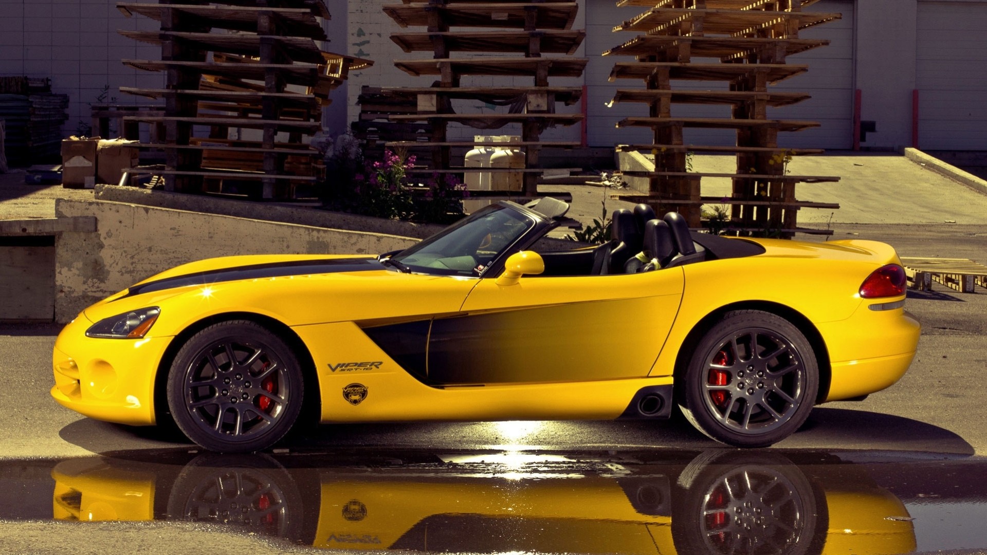 cabrio sportcoupé ausweichen gelb dodge viper