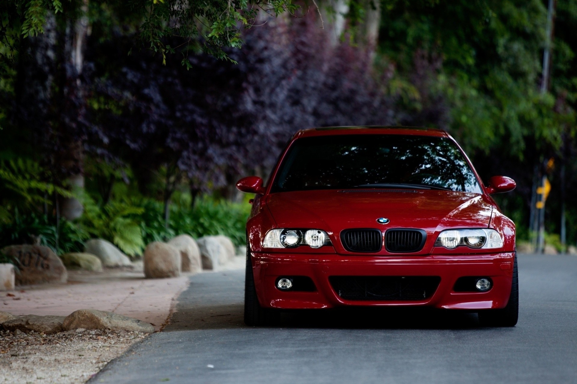 kamienie e46 bmw czerwony droga front m3