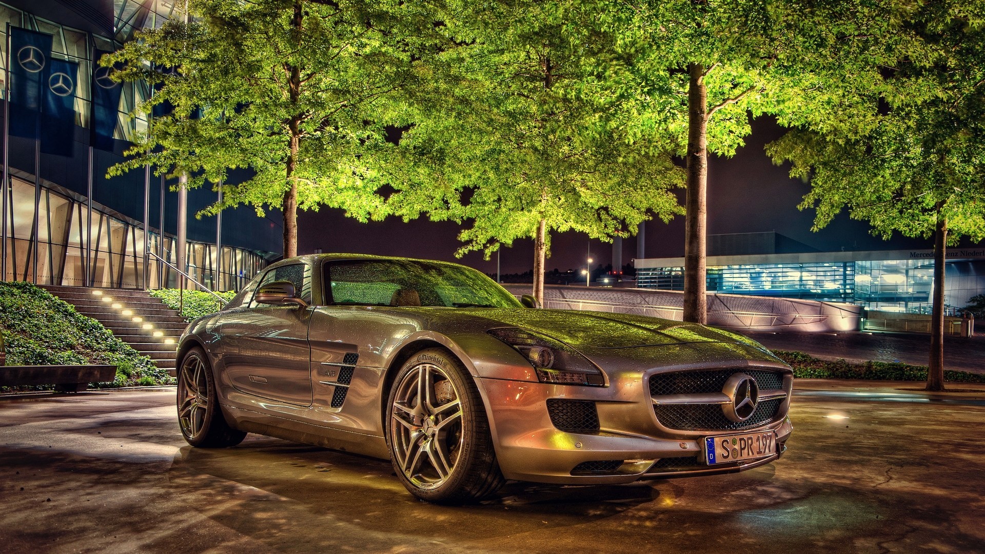 voiture carré palmiers nuit