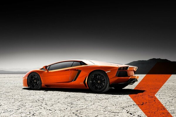 Supercar rouge lamborghini aventador sur roues raides