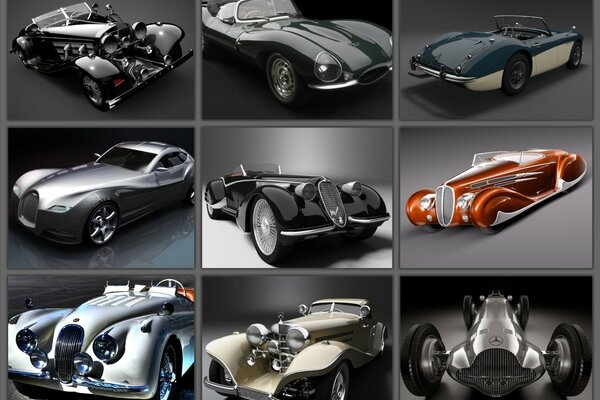 Classic sports cars of different times