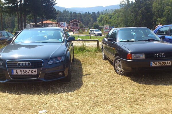 Auto Audi vecchio modello nel campo