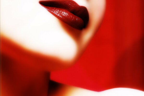 Beautiful lips with red lipstick