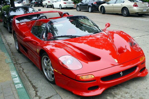 A chic expensive red car