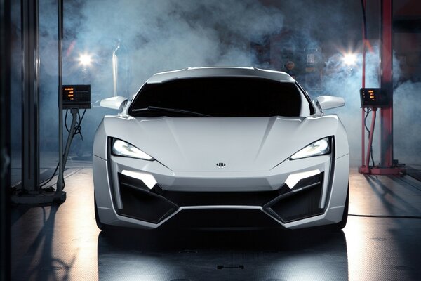 Lykan hypersport in the haze and spotlight