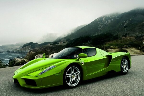 Cool ferrari car, color green