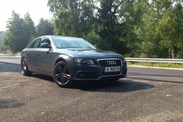 Audi A4, Bulgarie, sur la route dans la forêt