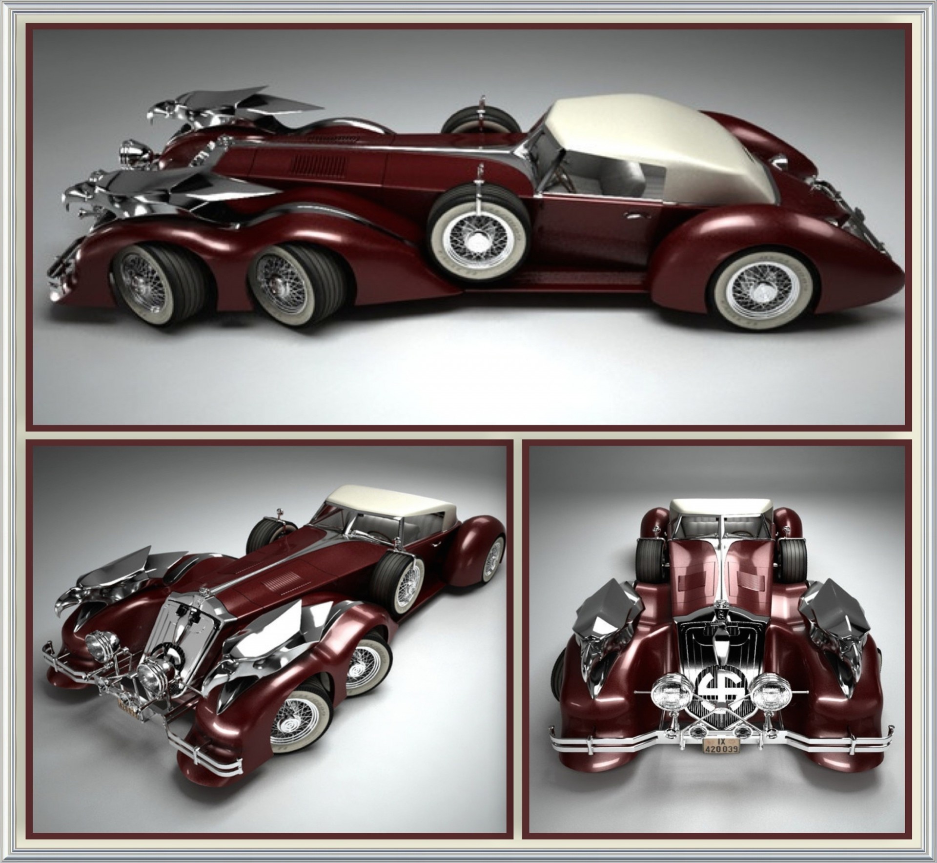 5 generazione auto rosso motore steampunk rolls-royce collage cerchi