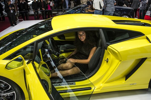 Girl in a car, lamba, car