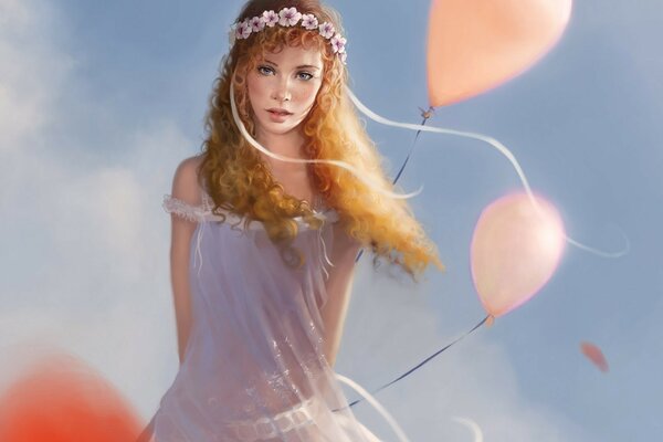 Balloon girl with balloons