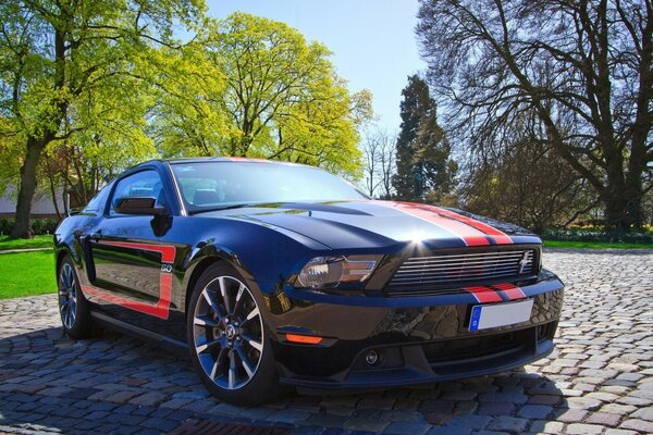 Coche deportivo tuneado Ford negro