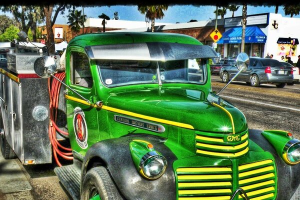 Vintage tuned green truck