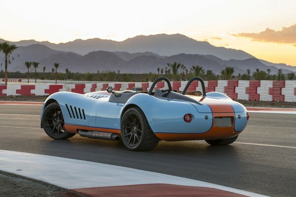 Check-in of a retro car on a race track