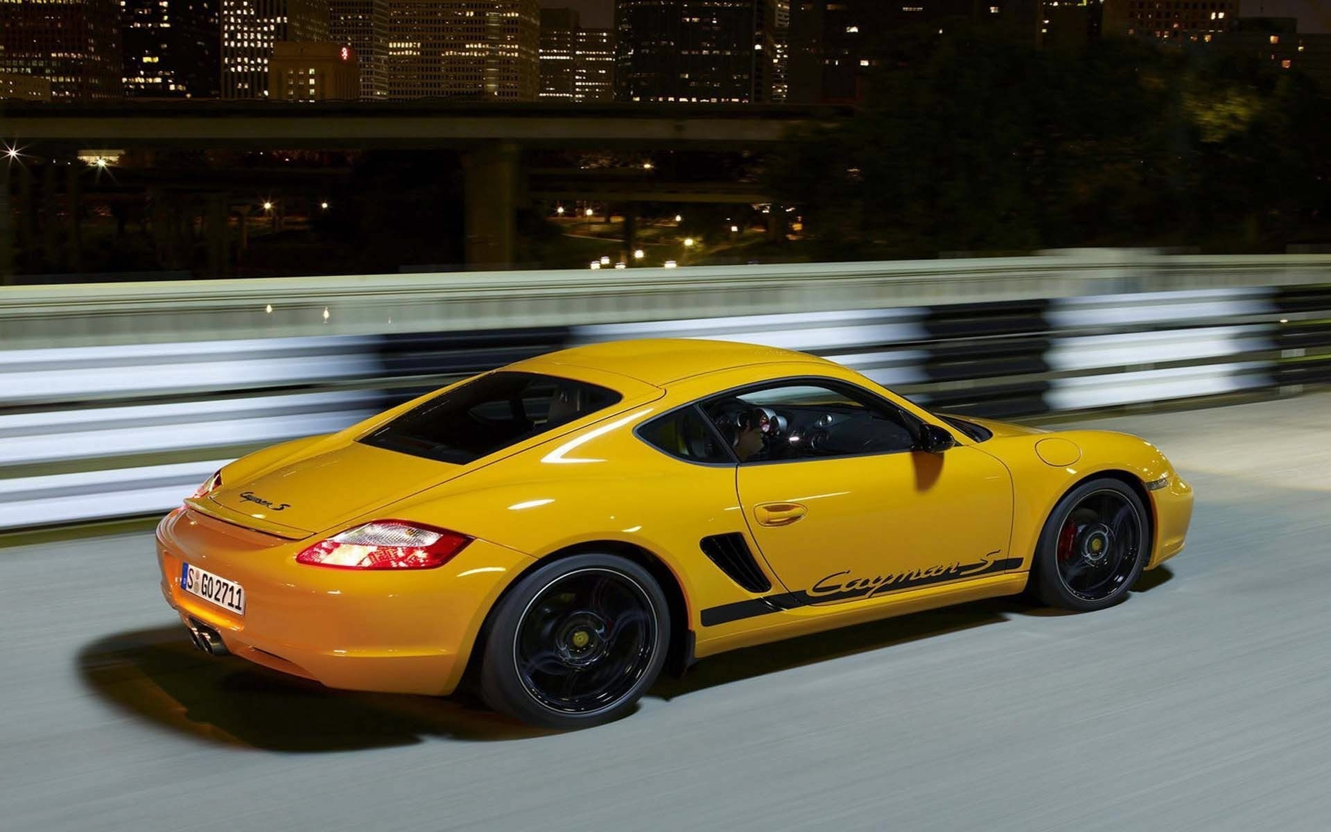 vehicles cayman porsche night road