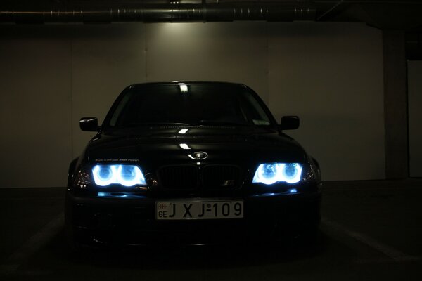 BMW sports car with light on