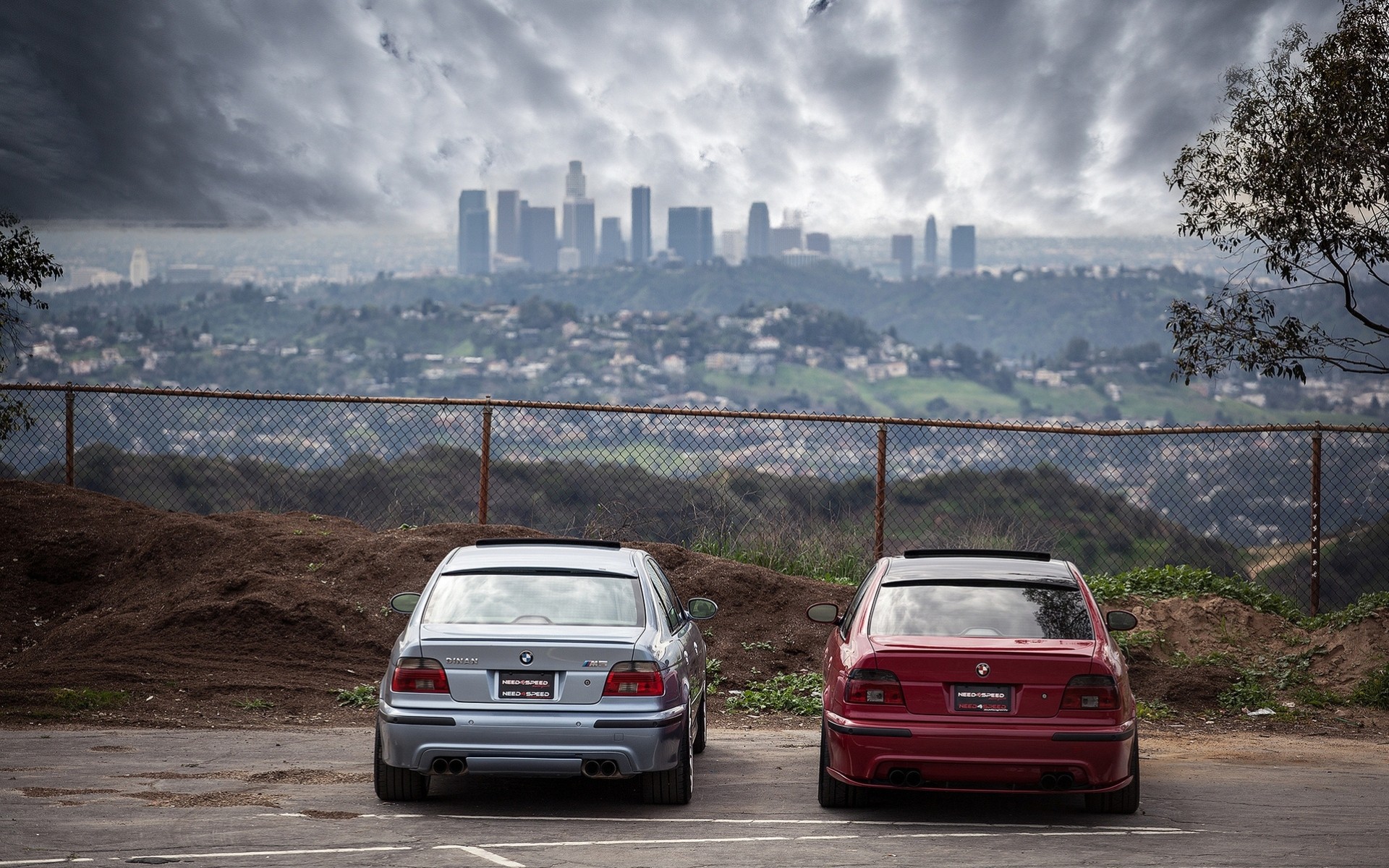 m5 e39 bmw leitplanke rot blau rückseite