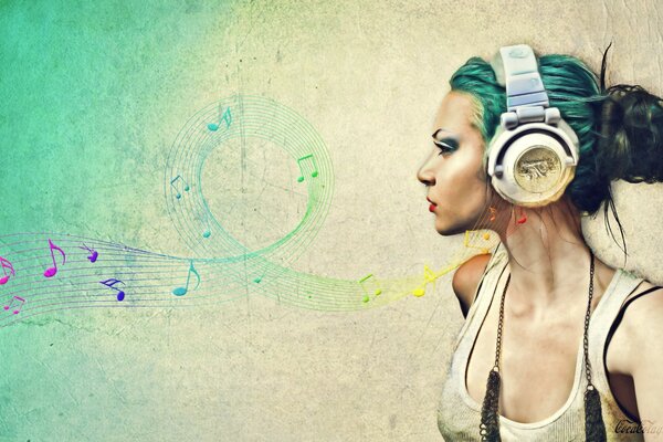 Image of a girl in headphones